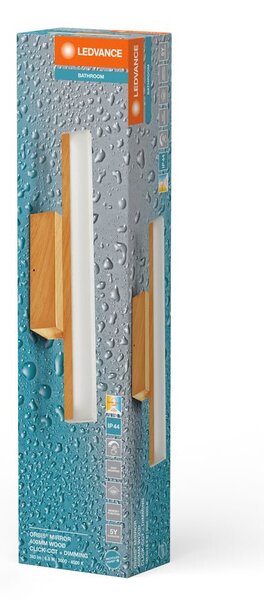 Koupelnové dřevěné nástěnné světlo 400 mm ORBIS, laditelná bílá