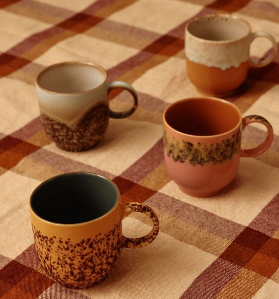 Set 4ks hrnek Coffee 70s Lush - 10*7*8cm / 250 ml - HKLIVING