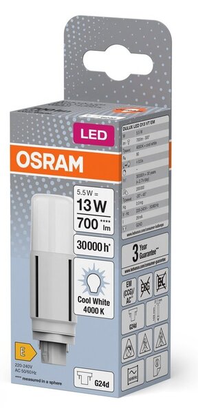 LED žárovka G24d 5,5 W DELUXE, studená bílá