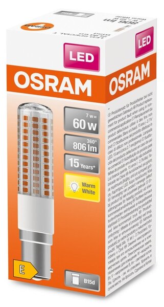 Trubicová LED žárovka SPECIAL B15d 60 W, teplá bílá