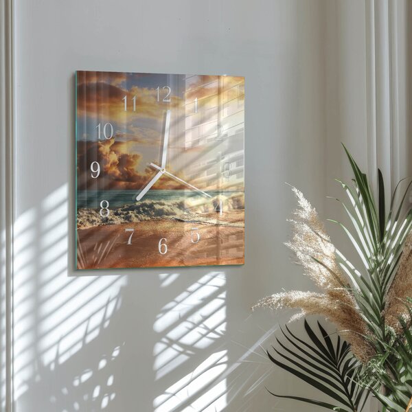 Skleněné hodiny Písečné pobřeží zskb-30x30-00084618
