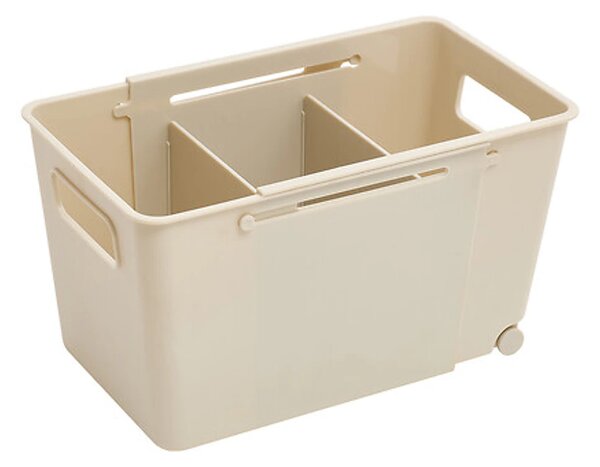 5Five® Úložný koš EXTENS - M, béžový, nastavitelný, s kolečky, 27-38,5 × 15 × 15 cm