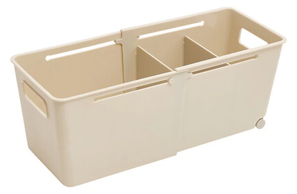 5Five® Úložný koš EXTENS - M, béžový, nastavitelný, s kolečky, 27-38,5 × 15 × 15 cm