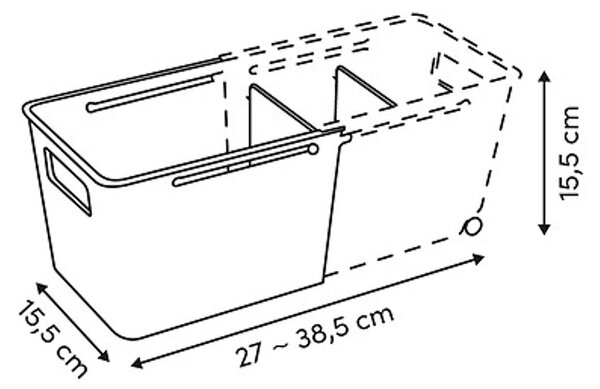5Five® Úložný koš EXTENS - M, béžový, nastavitelný, s kolečky, 27-38,5 × 15 × 15 cm