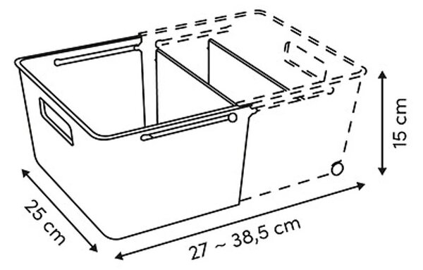 5Five® Úložný koš EXTENS - L, béžový, nastavitelný, s kolečky, 38,5 × 25 × 15 cm