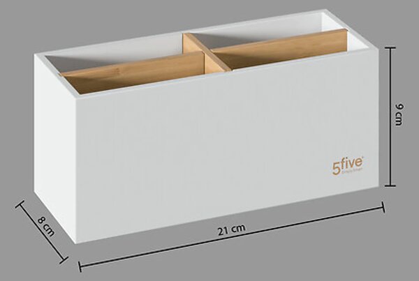 5Five® Bílý organizér, stojan se 4 přihrádky na stojící předměty, SELENA WHITE