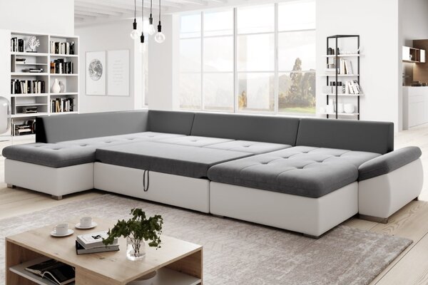 Rozkládací sedací souprava Matras (soro 93 + bílá ekokůže) (L)