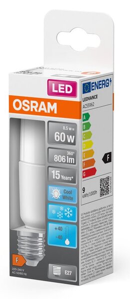 Úsporná LED žárovka E27 8.5W STAR STICK, studená bílá