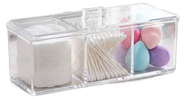 5Five® Průhledný box s víkem Selena, 3 přihrádky, 22,8 x 9,5 x 8,3 cm