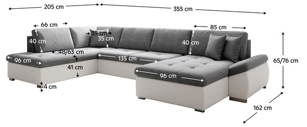 Rozkládací sedací souprava Matras (soro 93 + bílá ekokůže) (L)