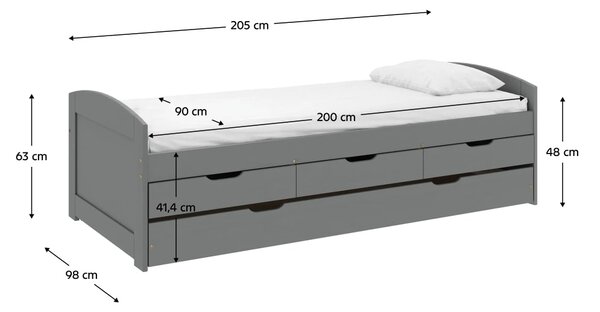 Postel s výsuvnou přistýlkou Manuela (šedá) 