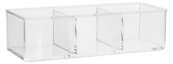 5Five® Průhledný box s víkem Selena, 3 přihrádky, 22,8 x 9,5 x 8,3 cm