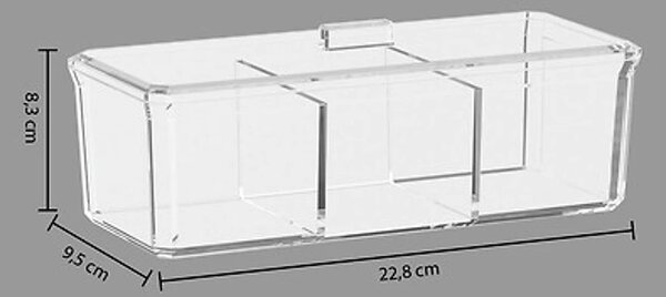 5Five® Průhledný box s víkem Selena, 3 přihrádky, 22,8 x 9,5 x 8,3 cm