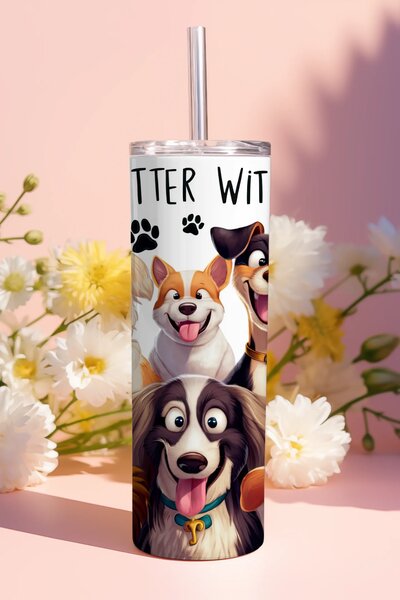 Life With Dogs #1 | nerezový termohrnek 600ml s kovovým brčkem