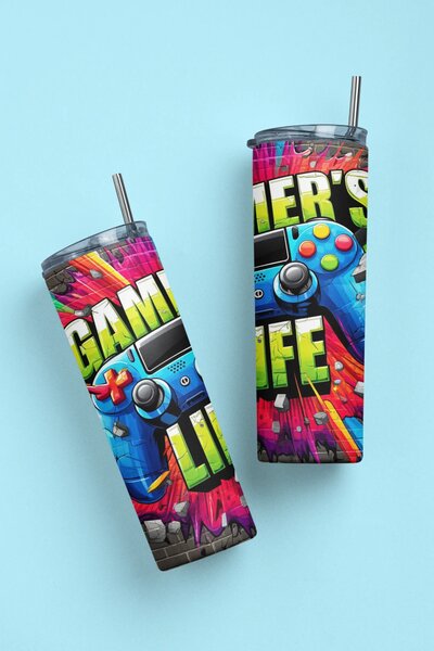 Gamer's Life #1 | nerezový termohrnek 600ml s kovovým brčkem