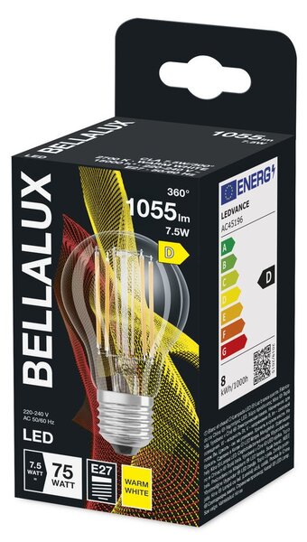 Průhledná LED žárovka E27 7.5W STAR CLASSIC A, teplá bílá