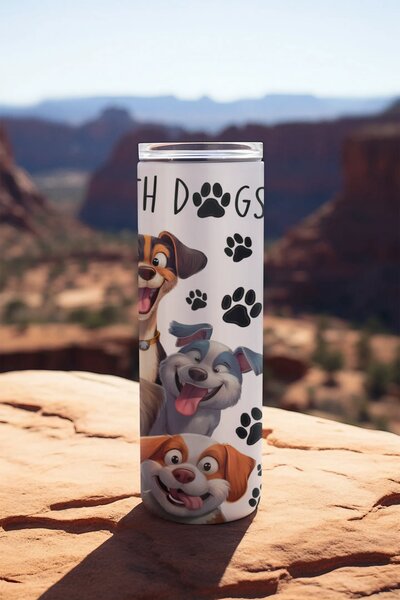 Life With Dogs #1 | nerezový termohrnek 600ml s kovovým brčkem