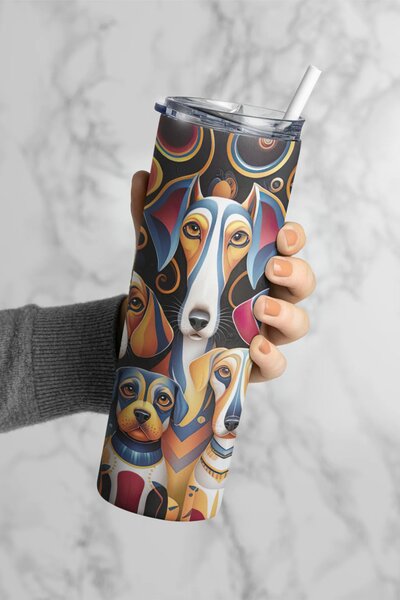 Woofy Squad | nerezový termohrnek 600ml s kovovým brčkem
