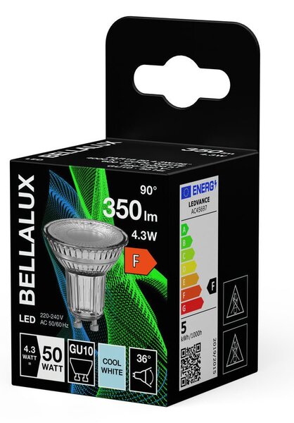 LED bodovka GU10 4.3W PAR16 PIN, studená bílá