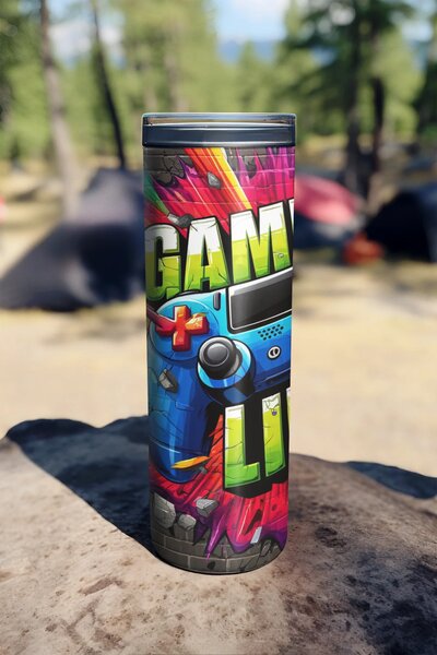 Gamer's Life #1 | nerezový termohrnek 600ml s kovovým brčkem