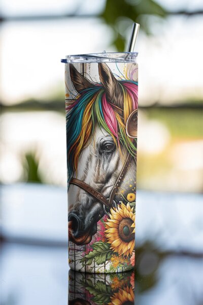 Horse Girl Amelia | nerezový termohrnek 600ml s kovovým brčkem