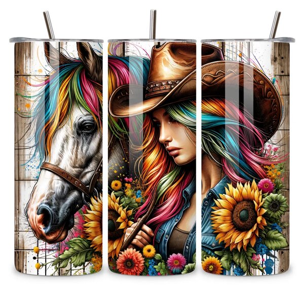 Horse Girl Amelia | nerezový termohrnek 600ml s kovovým brčkem