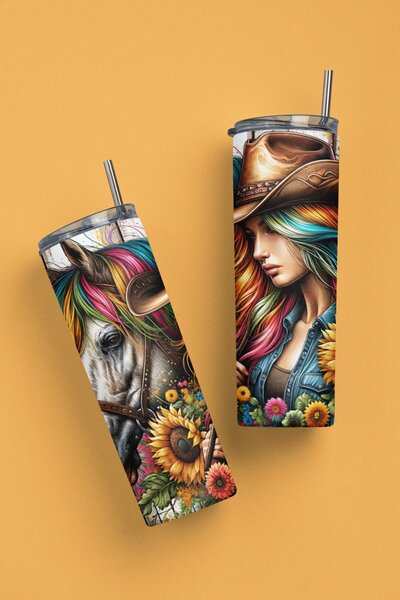 Horse Girl Amelia | nerezový termohrnek 600ml s kovovým brčkem