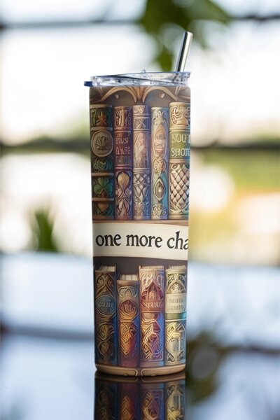Book Lover Library | nerezový termohrnek 600ml s kovovým brčkem