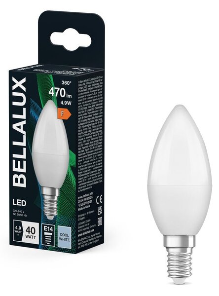 Matná LED žárovka svíčková E14 4.9W CLASSIC B, studená bílá
