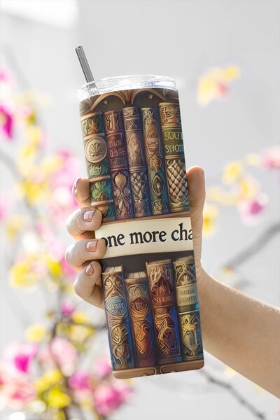 Book Lover Library | nerezový termohrnek 600ml s kovovým brčkem