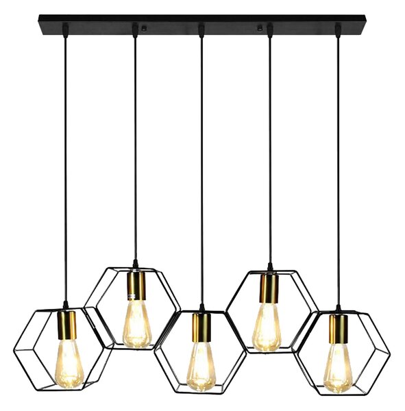 Toolight - Závěsná stropní lampa Hexagon - černá/zlatá - APP1133-5CP