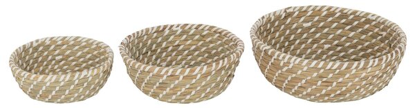 Sada 3ks přírodní košík z mořské trávy Witte - Ø 23*8/ Ø 27*10/ Ø 32*12 cm - J-Line by Jolipa