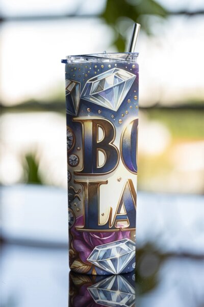 Diamond Boss Lady | nerezový termohrnek 600ml s kovovým brčkem