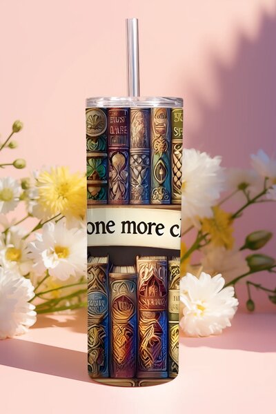 Book Lover Library | nerezový termohrnek 600ml s kovovým brčkem
