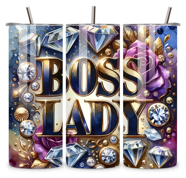 Diamond Boss Lady | nerezový termohrnek 600ml s kovovým brčkem