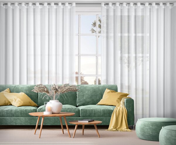 ZÁCLONA NA KROUŽCÍCH DEBRA 300X140 CM BÍLÁ