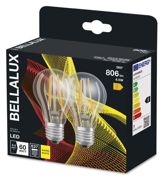 2x průhledná LED žárovka E27 7W STAR CLASSIC A, teplá bílá