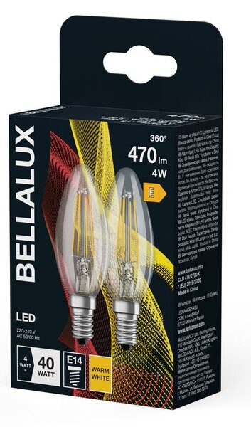 2x průhledná LED žárovka E14 4W STAR CLASSIC B, teplá bílá