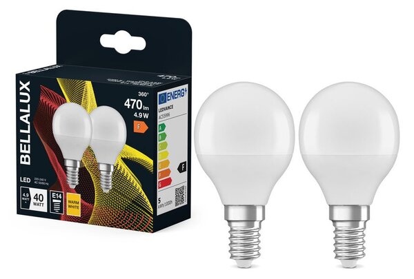 2x matná LED žárovka E14 4.9W CLASSIC P, teplá bílá