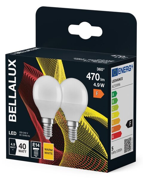 2x matná LED žárovka E14 4.9W CLASSIC P, teplá bílá