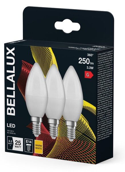 3x matná LED žárovka svíčková E14 3.3W CLASSIC B, teplá bílá