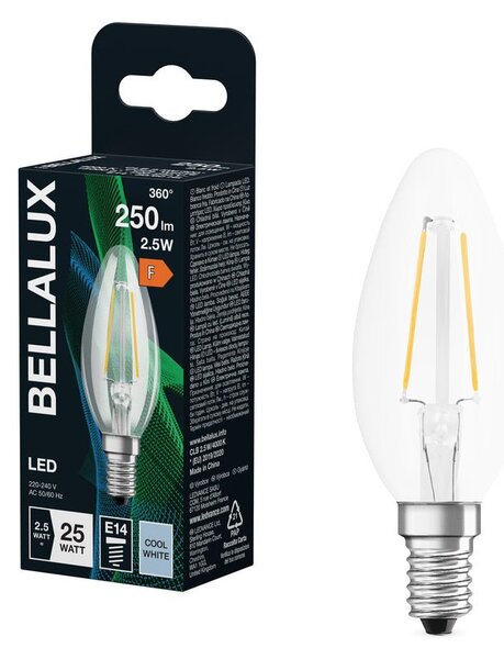 Čirá LED žárovka svíčková E14 2.5W CLASSIC B, studená bílá