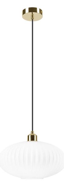 Lustr na lanku HARMA 1xE27/15W/230V pr. 30 cm bílá/zlatá