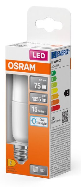 Matná LED žárovka E27 9W STAR Stick, studená denní bílá