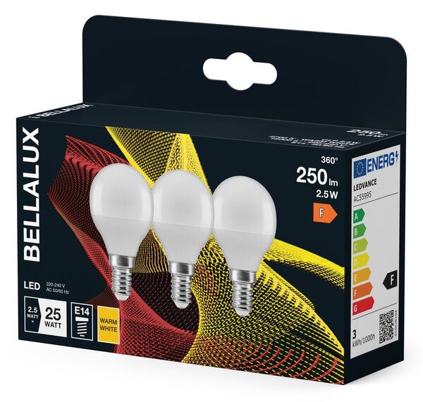 3x matná LED žárovka E14 3.3W CLASSIC P, teplá bílá
