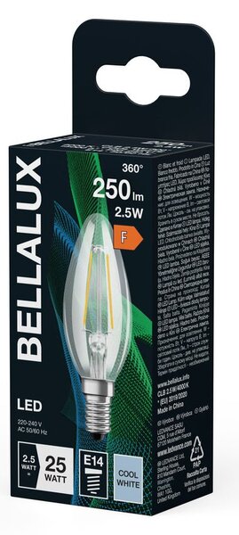 Čirá LED žárovka svíčková E14 2.5W CLASSIC B, studená bílá