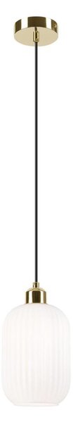 Lustr na lanku HARMA 1xE27/15W/230V pr. 14 cm bílá/zlatá