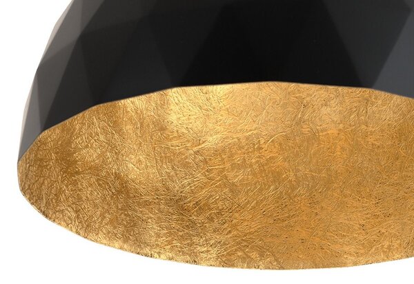 Nordic Design Černé kovové závěsné světlo Auron M se zlatými detaily