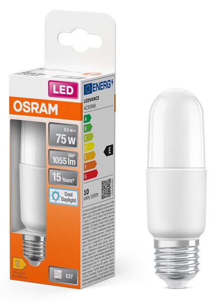 Matná LED žárovka E27 9W STAR Stick, studená denní bílá