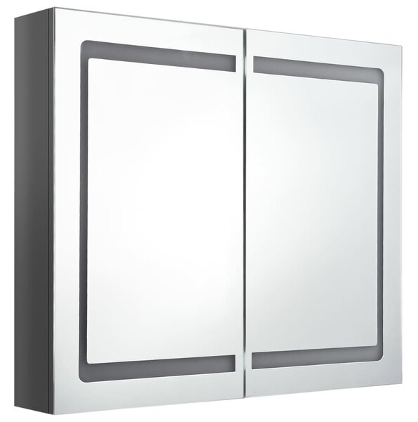 LED koupelnová skříňka se zrcadlem zářivě šedá 80 x 12 x 68 cm
